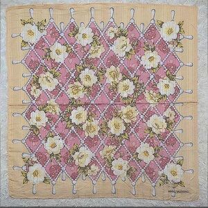 Valentino Mario Cotton Scarf pale yellow pink 19" square